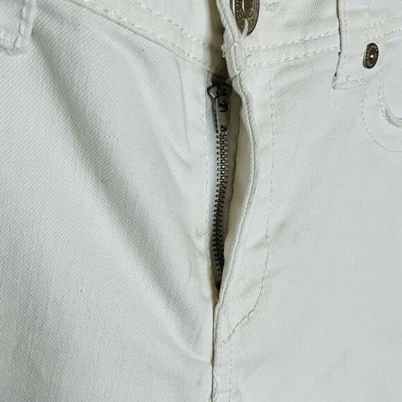 7 For All Mankind Womens 12 Capris White Rhinestones Distressed Pockets Stretch - Picture 6 of 15